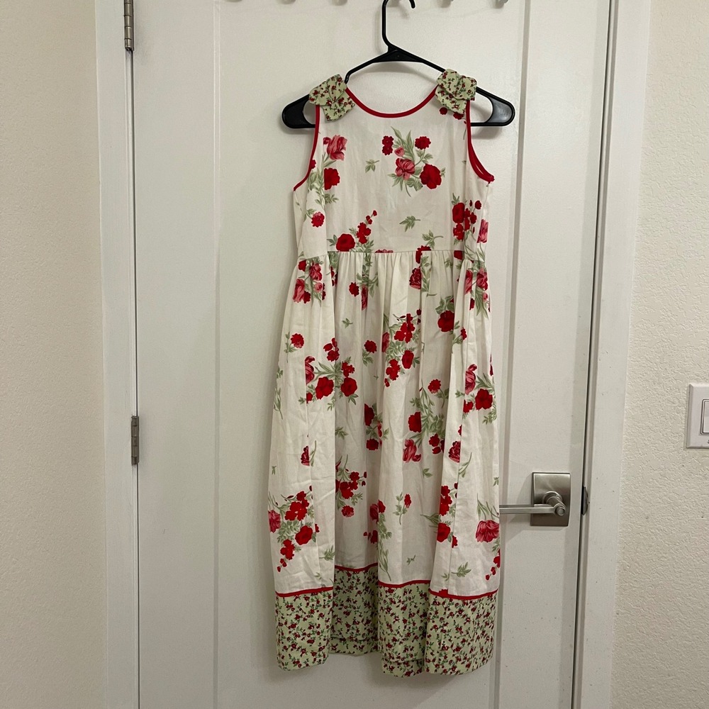 Vintage 90s Heartstrings Midi Dress Rose Floral Cottagecore Romantic Bows